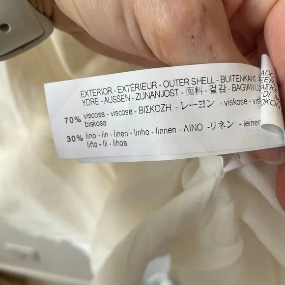 Zara Linen Blend Ruffle Bow Tie Back Mini Dress Ecru White Size Small - Picture 12 of 12